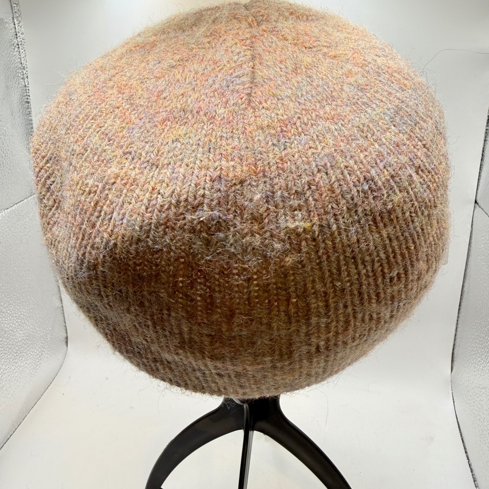 Vintage Hansen Marled Knit Beret Tam Hat Tan Orange Purple Slouchy‎ Lined Beanie